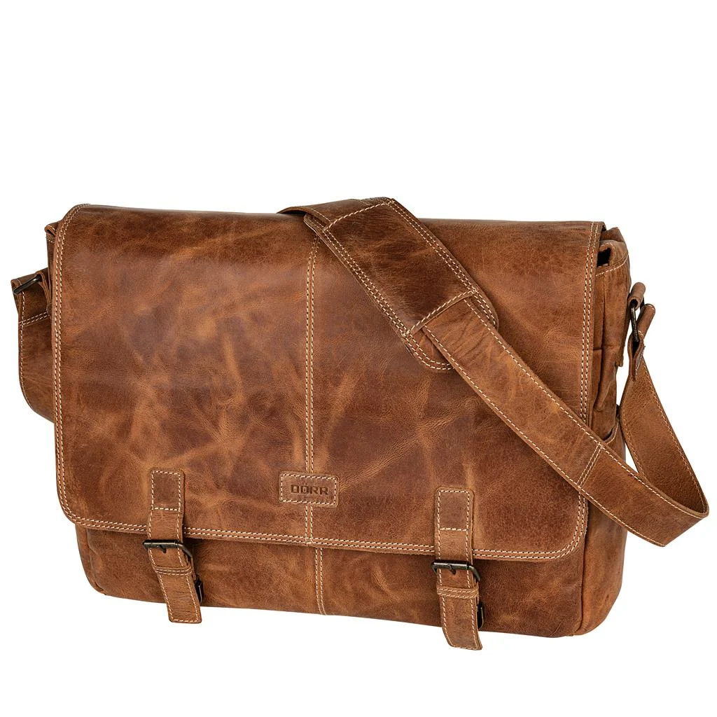 Dorr Kapstadt Leather Bag Large Wide Vintage Cognac