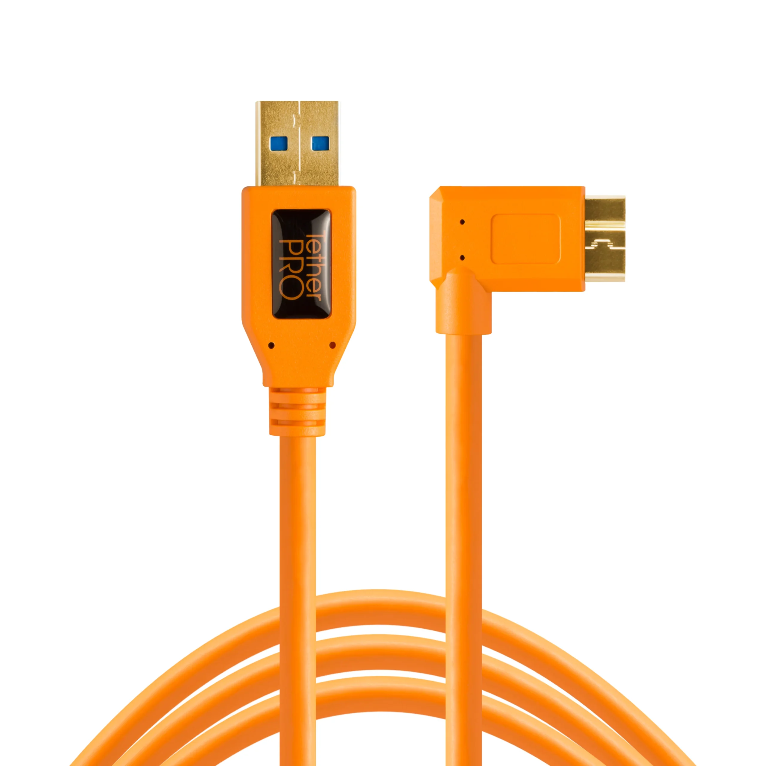 Tether ToolsUSB 3.0 Type-A Male to Micro-USB Right-Angle Male Cable - 15 ft, Orange