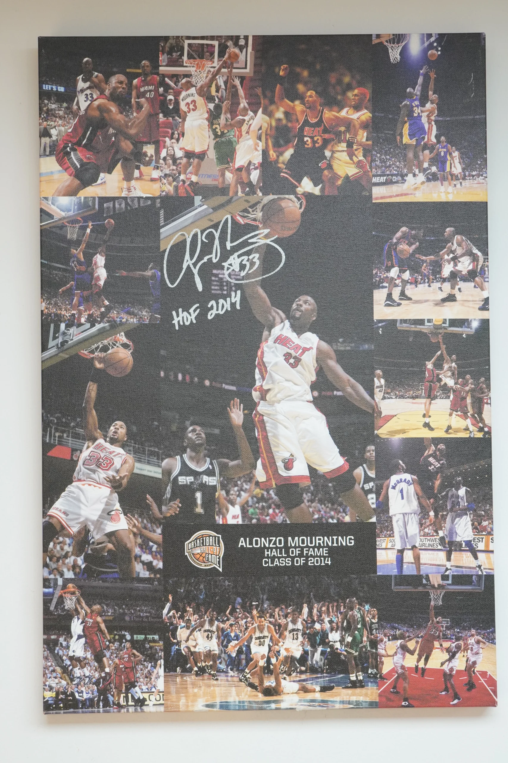 Alonzo Mourning Signed Photo 16x24 Canvas - Miami Heat (Collector's Item)