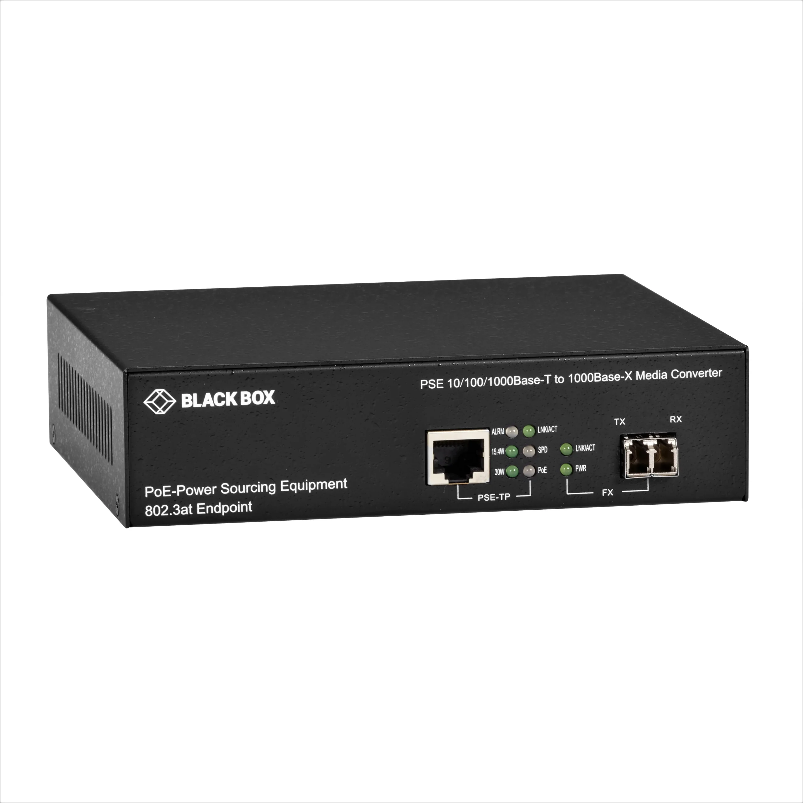 Black Box 10/100/1000BASE-T to 1000BASE-X PoE PSE GBE Media Converter